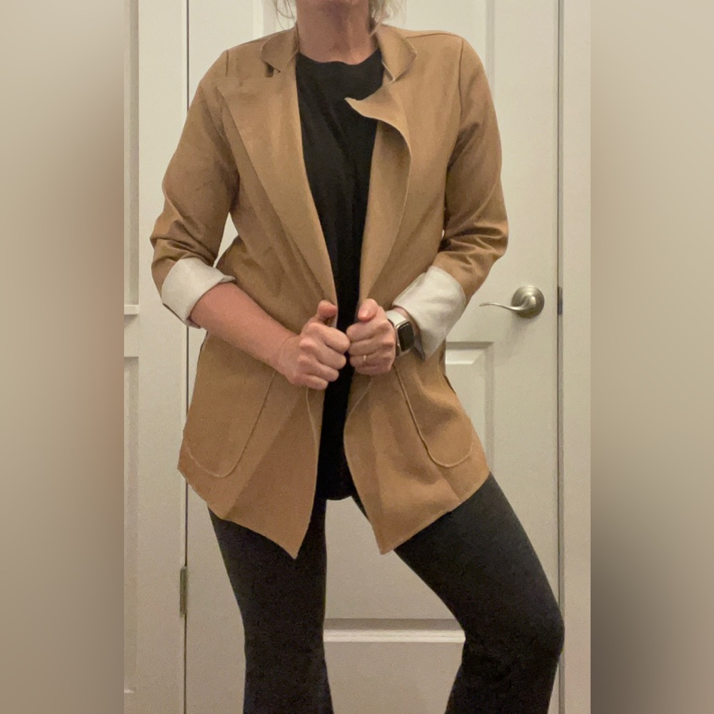 Unbranded Camel Brown Stretchy Denim Blazer Jacket|Size S/M|EUC